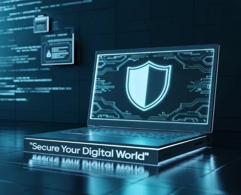 Symbolisk illustration av spionprogram och stalkerware som hotar integriteten.